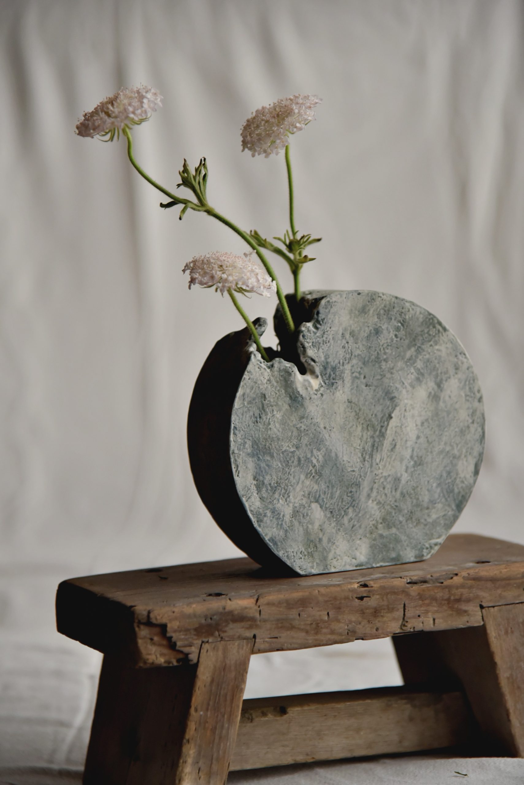 圓扁花器-綠白 直徑15cm:圖片 4